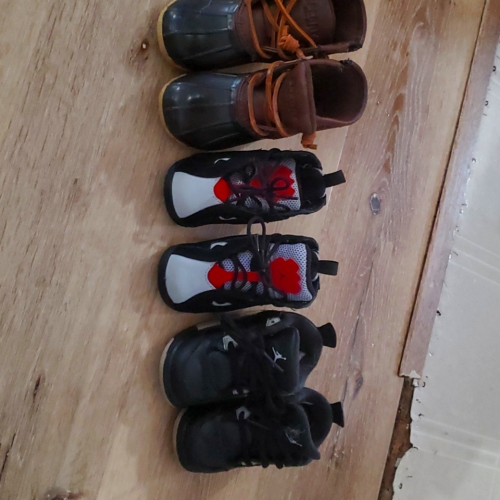 2 pairs of 7c jordans  and 1 pair  of spurry boots